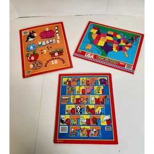 Vtg Rose Art Brand Set Of 3 Cardboard Frame Puzzle Ages 2 to 5 1993 USA